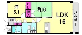 カサ・デラ・ルーチェ苦楽園【4階】の間取り