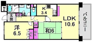 甲子園六石町ハイツ【1階】の間取り