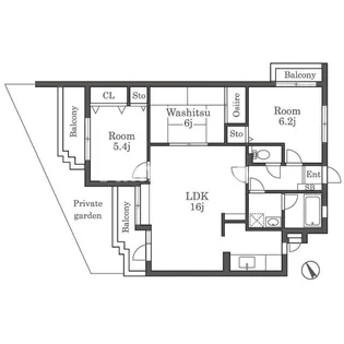 ベルエール大橋Ⅱ【1階】の間取り