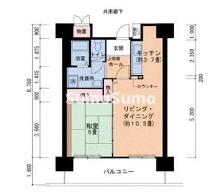 URルネシティ西宮津門 2号棟【502号室】の間取り
