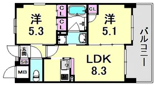 兵庫県神戸市兵庫区西柳原町【マンション】の間取り