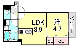 兵庫県西宮市東鳴尾町1丁目【アパート】の間取り