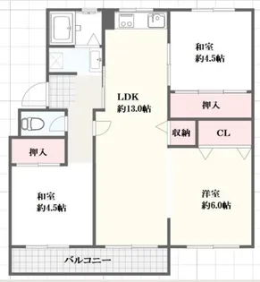 高倉台団地13号棟【5階】の間取り