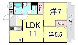 兵庫県西宮市清水町【マンション】の間取り