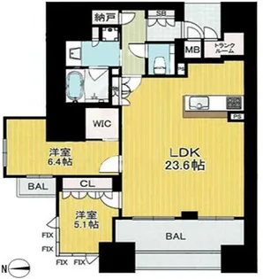 ク?ラント?メソ?ン北堀江レシ?テ?ンス【13階】の間取り