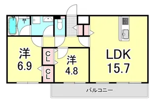 ブライトガーデン【1階】の間取り