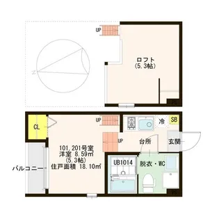 ハーモニーテラス花川【2階】の間取り