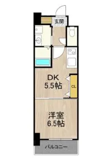 フロンティアタワー九条Ⅱ【6階】の間取り