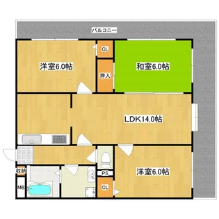 エルグランド大産【3階】の間取り