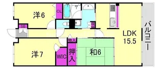 甲子園三番町ハイツ【3階】の間取り