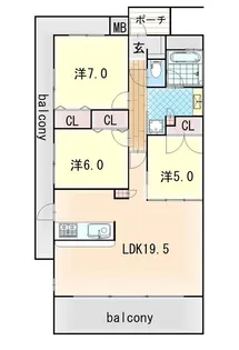 ワコーレヒルズ須磨潮見台【4階】の間取り