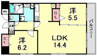 カーヨパレス二宮【6階】の間取り