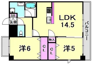 エバーグレイス西宮III【5階】の間取り