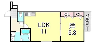 フジパレス西宮小松南【1階】の間取り