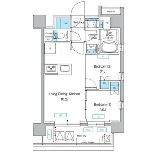 プレディアコート三軒茶屋【9階】の間取り