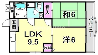 シャトー樋之池【1階】の間取り