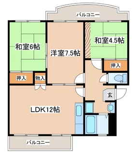 横尾2団地86号棟【2階】の間取り
