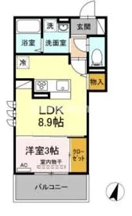 D-room竹下 B棟【3階】の間取り