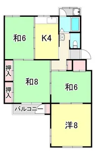 鶴甲コーポ23号棟【4階】の間取り