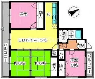 ファミール野間【7階】の間取り