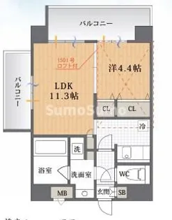 ナビールコート薬院【8階】の間取り