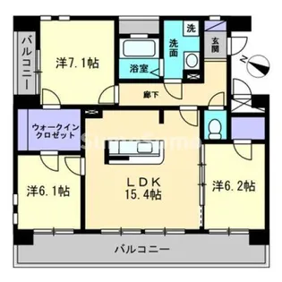 ロイヤルガーデン那珂【4階】の間取り