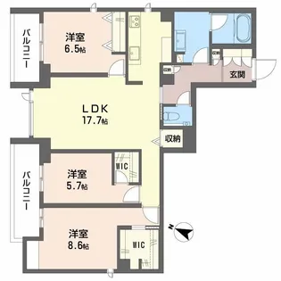 Via Sole 六甲道【3階】の間取り