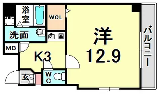 プレサンス神戸裁判所前【5階】の間取り