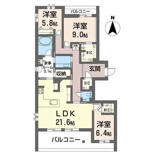 シークリサンス岡本【3階】の間取り