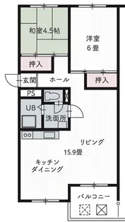芦屋浜高層(若葉) 2号棟【6階】の間取り