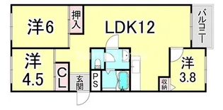 芦屋浜高層(若葉) 2号棟【11階】の間取り
