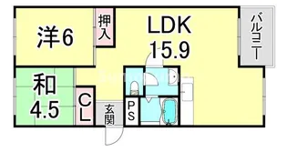 芦屋浜高層(若葉)4-1-1524 15階【15階】の間取り
