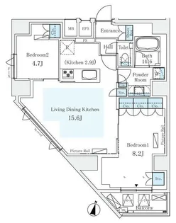 モノリス広尾【6階】の間取り