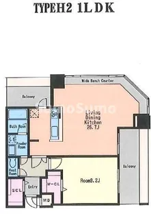 KDXレジデンス大濠ハーバービュータワー【22階】の間取り