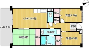 灘の浜高層住宅 5号棟【6階】の間取り