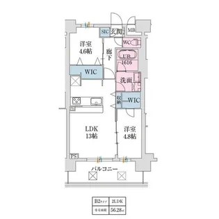 スプランディッド難波Ⅶ【4階】の間取り