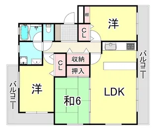 夙川パークハイツ【1階】の間取り