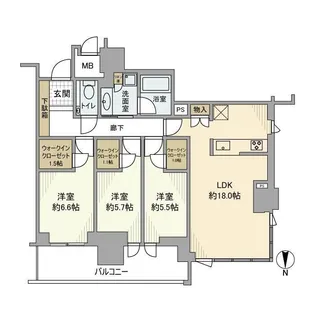 グランドメゾン上町台ザ・タワー【2階】の間取り
