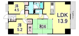 西宮東町アーバンコンフォートII番館【6階】の間取り