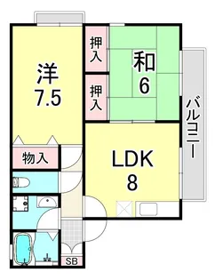 シェソワ大物【1階】の間取り