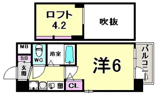 エステムコート三宮駅前ラ・ドゥー【2階】の間取り