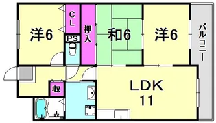 パラシオン武庫之荘【111号室】の間取り