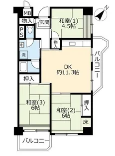 UR武庫川 5号棟【4階】の間取り