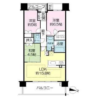ザ・パークハウス六甲篠原【5階】の間取り
