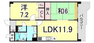 KDXレジデンス夙川ヒルズ 1番館(旧オクトス夙川)【3階】の間取り