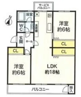 須磨一ノ谷グリーンハイツⅠ棟【2階】の間取り