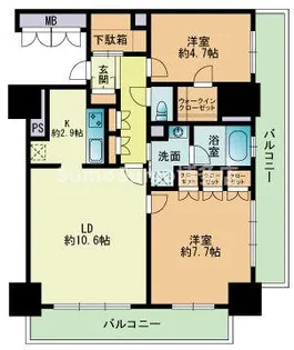 RJRプレシア吉塚駅前【14階】の間取り