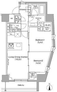 ザ・パークハビオ三軒茶屋【5階】の間取り
