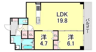 メイプルコート武庫川【5階】の間取り
