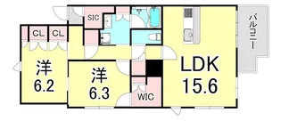 プラウド西宮北口【2階】の間取り